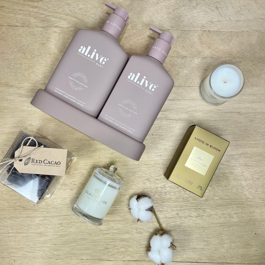 Alive Body hand & body duo gift set with Glasshouse candle Kyoto Bloom