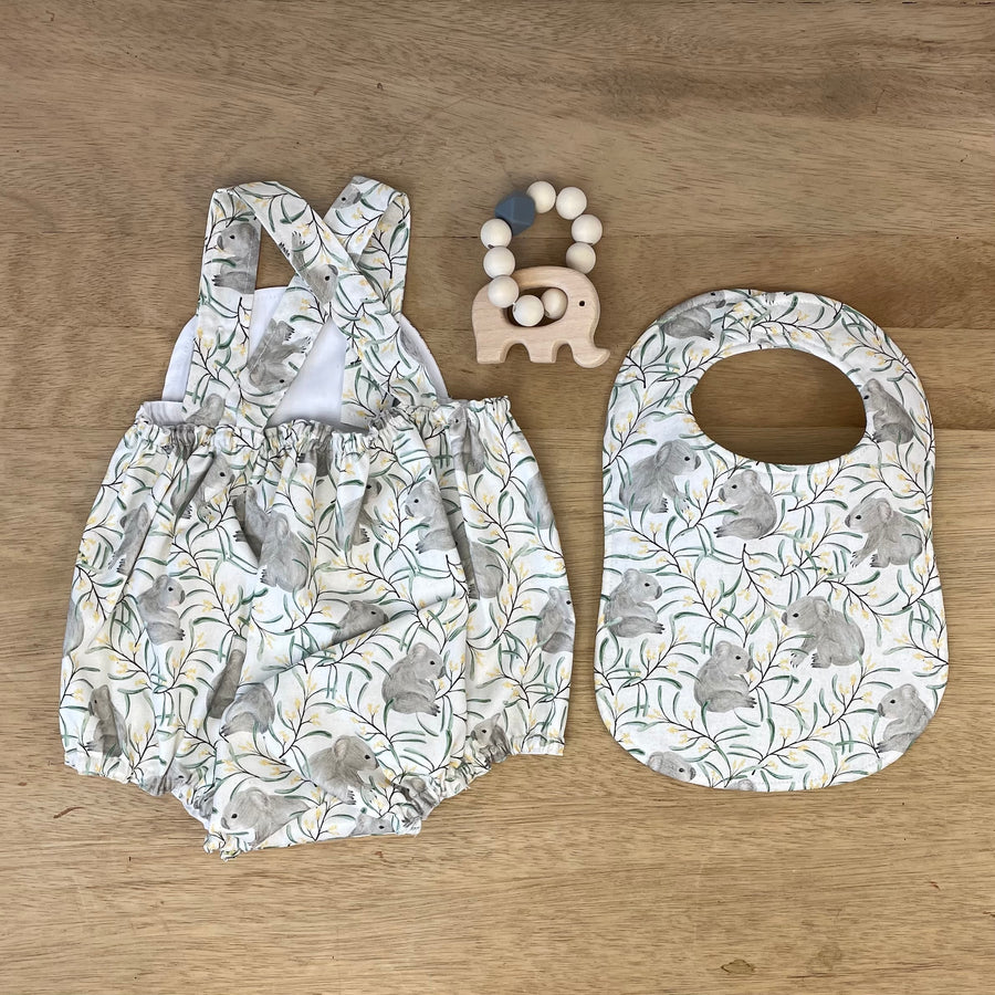 Newborn Baby gift delivery adelaide cotton jumpsuit romper native koala  print