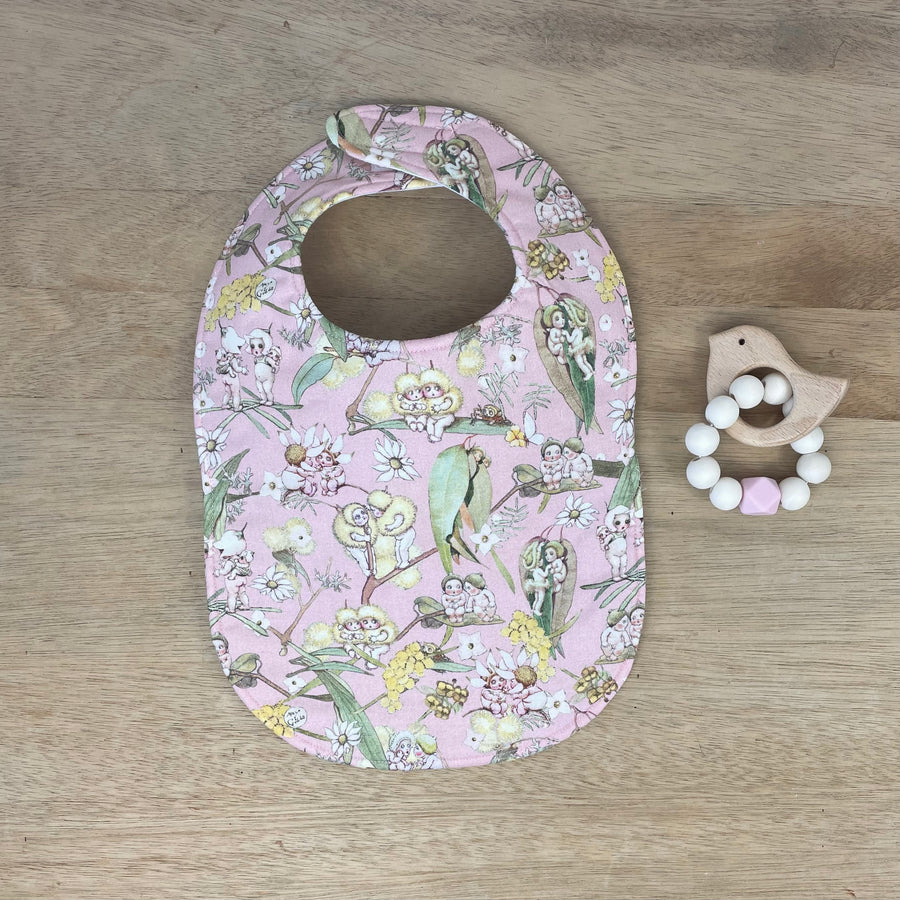 Baby Girl Newborn Gift delivery adelaide gum nut baby bib and teether set same day delivery adelaide metro pretty pink