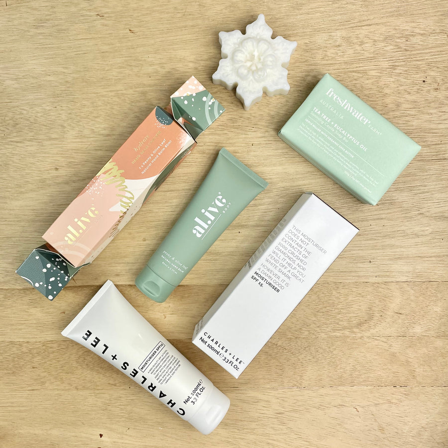 Female Christmas Gift Idea - Gift Baskets Adelaide Alive Body hand balm cracker